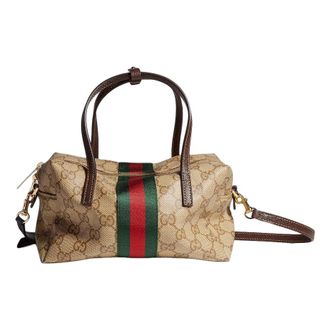 Gucci (WMNS) Gucci Mini Boston Bag with Web Sand Dark Brown 876057-FAF8R-8547