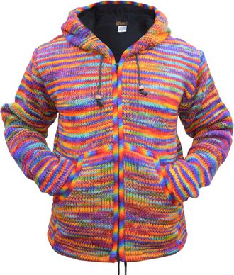 Gheri Mens Bright Colorful Rainbow Stereo Handmade Knitted Woolly Jumper X-Large