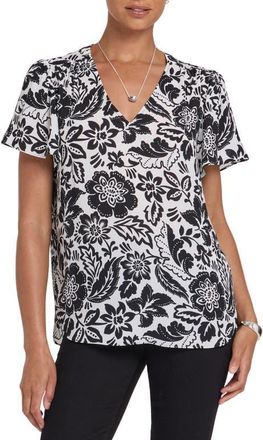 NYDJ Pleated Back Flutter Sleeve Top in Palm Royale at Nordstrom, Size Xx-Small
