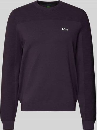 HUGO BOSS Regular Fit Strickpullover mit Woll-Anteil Modell MOMENTUM in Purple, Gr&ouml;&szlig;e XXL