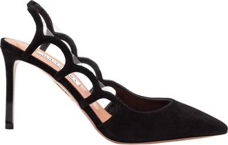 Aquazzura Zwarte Su&egrave;de Puntige Pump - Dames - Pumps - Zwart - 36 1/2 EU - Su&egrave;de - Schoenen