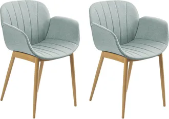 Beliani Beliani - Conjunto De 2 Sillas Verde Menta Madera Clara Poli&eacute;ster Comedor Alice