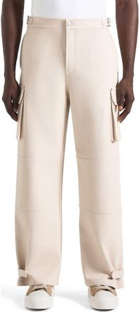 Mani&egrave;re De Voir Mathis Twill Signature Wide Leg Cargo Trousers in Beige at Nordstrom, Size 32