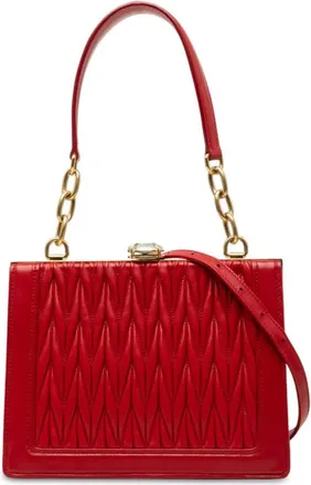 Miu Miu Pre-owned Miu Miu Matelasse Lambskin Kiss Lock Solitaire Satchel Ladies 6WZU3YBQ2QST7QYC