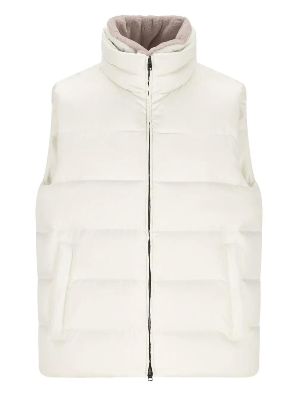 Gilet Brunello Cucinelli Uomo Piumino Imbottito Bianco Sporco, Nuovo Con Etichette