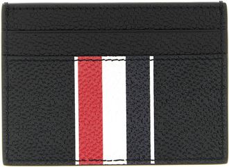 Thom Browne RWB-Striped Leather Card Case - Black