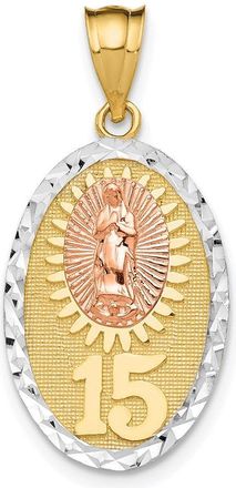 Diamond2Deal 14k Two-tone Gold White Rhodium Lady Guadalupe 15 Pendant