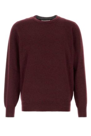 Brunello Cucinelli Maroon Crew Neck Sweater