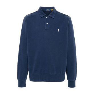Polo Ralph Lauren Tops, Heren, Blauw, L, Katoen, Classic Fit Polo met Lange Mouwen