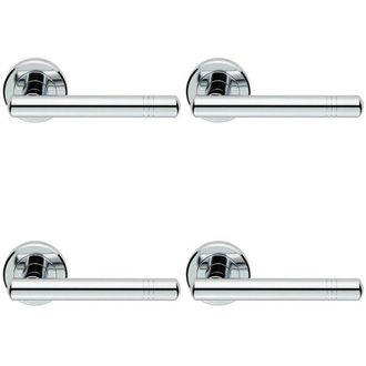 Loops 4x PAIR Round T Bar Handle with Ringed Design Concealed Fix Polished Chrome