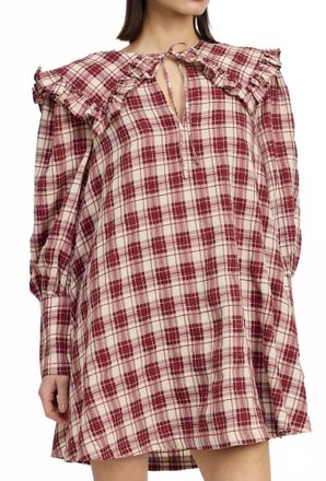 En Saison Colebee Long Sleeve Mini Dress In Bordeaux