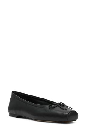 Steve Madden Eleve Square Toe Flat in Black Leather at Nordstrom, Size 8.5