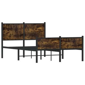 Berkfield Home Metal Bed Frame without Mattress Smoked Oak 120x190 cm Small Double in Brown