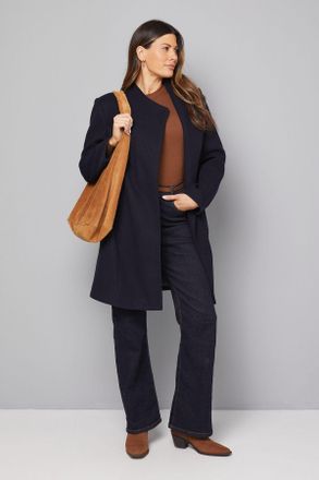 Wallis Womens Stand Up Collar Coat - Navy - Size 12 UK