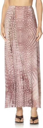 AFRM Sera Ankle Length Skirt in Cappucino Croc at Nordstrom, Size X-Large