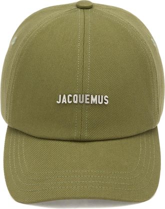 Jacquemus Olive Green Cotton Logo Bucket Hat