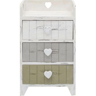 Mobili Rebecca Rebecca Mobili Mesas De Noche 3 Cajones Madera Blanco Gris 58x35x27