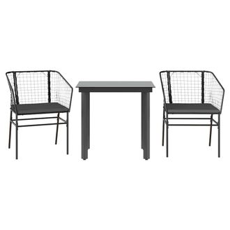 vidaXL Set Da Pranzo Da Giardino 3 Pz Con Cuscini Polyrattan Vetro - Vidaxl