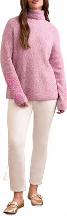 Tribal Embroidery Turtleneck Sweater In Cameo