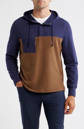 Johnnie-O Waffle Panel Hoodie in Navy at Nordstrom, Size Xx-Large