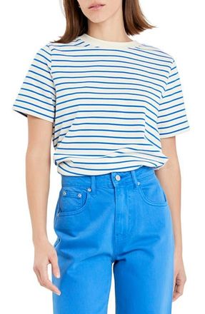English Factory Striped Cotton Jersey Short Sleeve T-Shirt in Blue at Nordstrom, Size X-Small