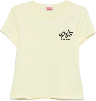 Kenzo Sounds Geborduurd T-shirt met Ronde Hals - Dames - T-shirts - Wit - S - Tops