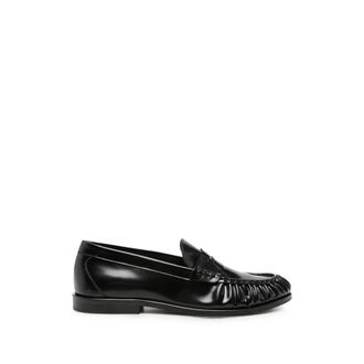 Vinny&rsquo;s Ruched-detail Leather Loafers