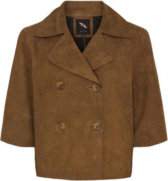 BTF-CPH Suede Short Trenchcoat - Dames - Zomerjassen - Bruin - M - Leer - Jassen