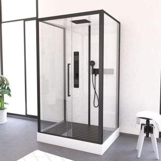 Aurlane Pedana in legno composito grigio per cabina rettangolare - Dimensioni 108.5 x 75 x 3.2 cm