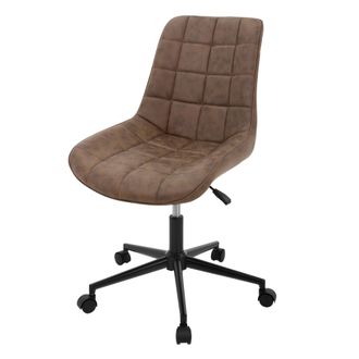 ML Design Ml-design - Silla De Oficina Marr&oacute;n Asiento De Imitaci&oacute;n De Cuero Armaz&oacute;n De Metal Sill&oacute;n Tapizado Con Respaldo Regulable En Altura Giratorio 360&deg; Con