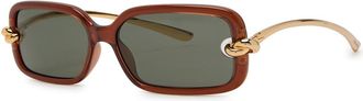 Bottega Veneta Narrow Rectangle-frame Sunglasses - Brown - One Size
