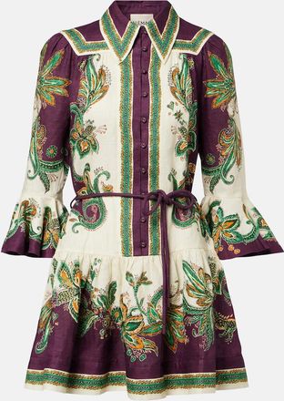 Alemais Al&eacute;mais Ruthie printed ruffled linen minidress
