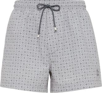 Brunello Cucinelli graphic-print swim shorts - men - Polyester - S - Grey