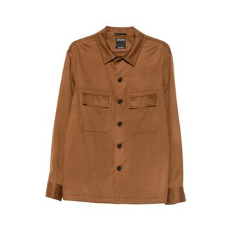 Ermenegildo Zegna Jassen, Heren, Bruin, L, Kasjmier, Oasi Cashmere Overshirt