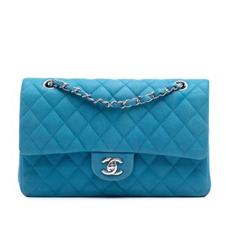 Chanel Blue Medium Classic Caviar Double Flap
