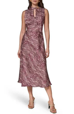 DKNY Sleeveless Midi Dress in Prune Mult at Nordstrom, Size 16