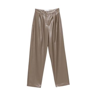 Simona Corsellini Dames, Broeken, Beige, Maat: XS Leer