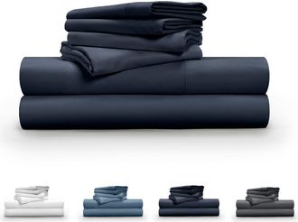 Pillow Guy Luxe Soft n Smooth Tencel Lyocell Sheet Set in Dark Navy at Nordstrom Rack, Size Queen