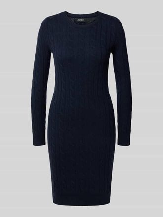 Lauren Ralph Lauren Knielanges Strickkleid aus Lammwolle-Kaschmir-Mix in Marine, Größe XXL