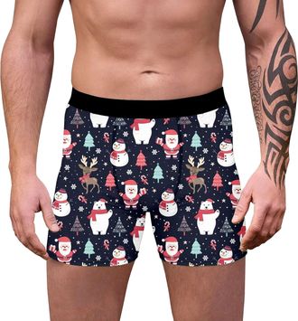 Generic Mens Underpants Christmas Boxers 3D Printed Breathable Inner Stretchy Funny Sports Boxers Comfy Elastic Waist Knickers Daily Hipster Knickers