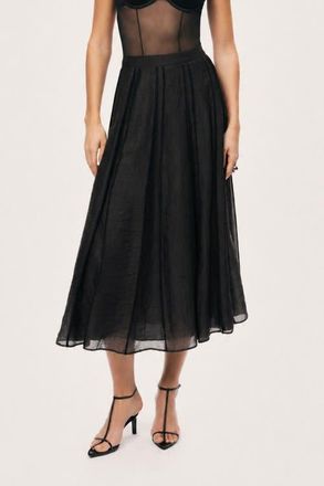 Nocturne Sheer Pleated Midi Skirt in Black at Nordstrom, Size X-Small Eu