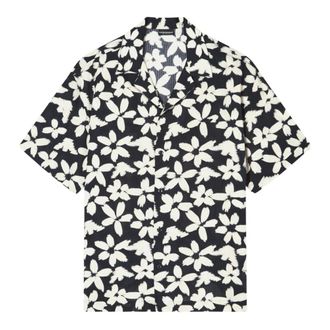 Emporio Armani Flower Eagle Pattern Beachwear Shirt - Heren - Korte mouwen Overhemden - Veelkleurig - L - Katoen - Overhemden