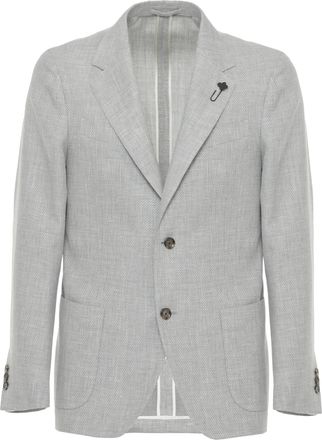 Lardini Grey Wool-Blend Pin Blazer