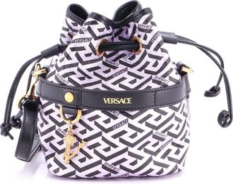 Versace La Greca Bucket Bag Printed Coated Canvas Mini
