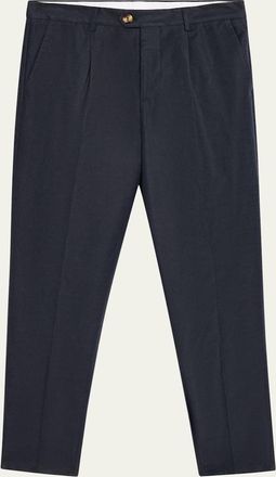 Brunello Cucinelli Mens Cotton and Linen Leisure-Fit Pleated Trousers