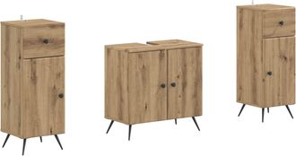 vidaXL Juego De Gabinete De Ba&ntilde;o De 2 Piezas Breda Roble Artisan Vidaxl