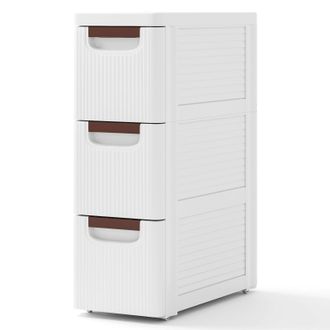 Costway Cassettone Stretto Piccolo, Mobiletto Portaoggetti In Plastica A 3 Cassetti, Mobiletto Da Bagno Su Ruote, 42x19x57 Cm (3 Ripiani)