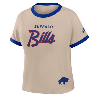 Nike Buffalo Bills Rewind Ringer Mod Nike Womens NFL Cropped T-Shirt in Brown | 04N90IKZ81V-X5Q