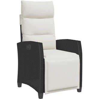 vidaXL Vidaxl - Silla De Jard&iacute;n Reclinable Con Mesa Auxiliar Rat&aacute;n Negro
