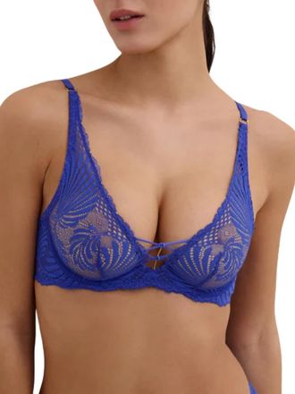 Aubade Womens Rhythm Of Desire Ultra Low Triangle Plunge Bra - Blue polyamide - Size 36D